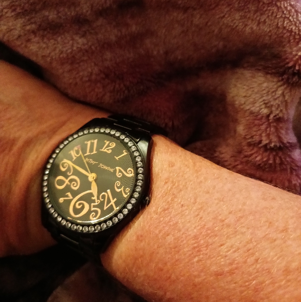 Betsey Johnson Geneva matte black metal women's watch